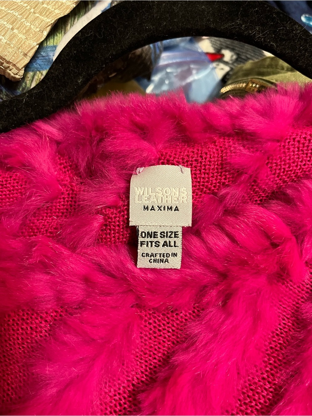 Fuchsia Rabbit Fur Poncho NWOT - Picture 4 of 4